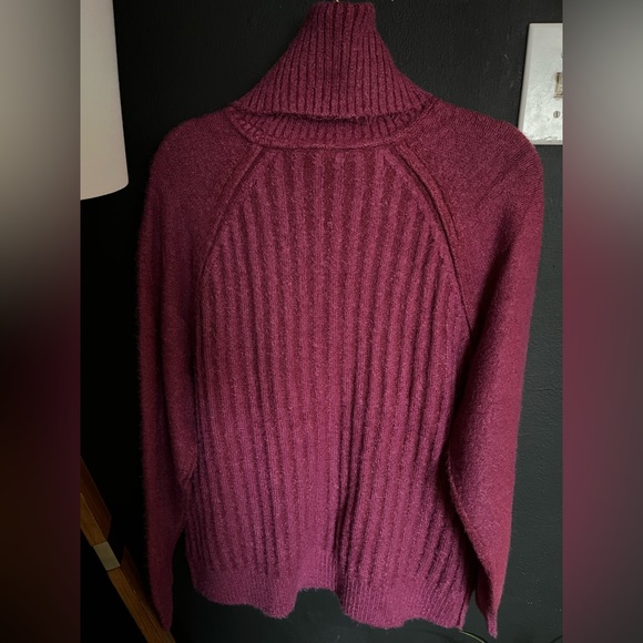 NWT FREE PEOPLE Big City Turtleneck Sweater | Mulberry Garnet Combo MSRP $168 - Picture 13 of 14